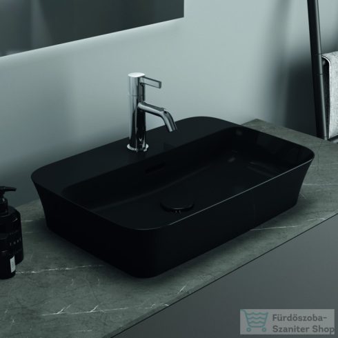 Ideal Standard IPALYSS 55x38 cm-es pultra ültethető mosdó leeresztő nélkül,fényes fekete E2077V2