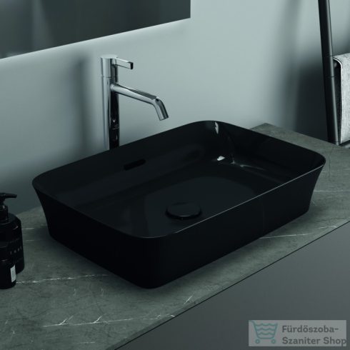 Ideal Standard IPALYSS 55x38 cm-es pultra ültethető mosdó leeresztővel,fényes fekete E2078V2