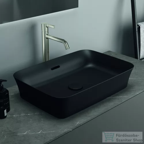Ideal Standard IPALYSS 55x38 cm-es pultra ültethető mosdó leeresztővel,matt fekete E2078V3