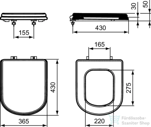 Ideal Standard CALLA soft-close wc ülőke,fényes fekete E2518GB