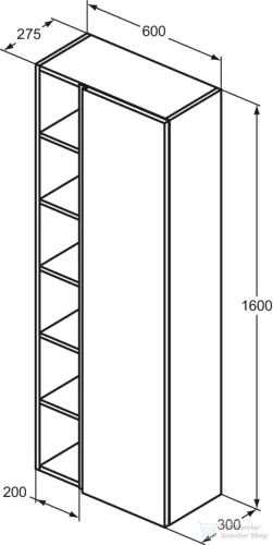 Ideal Standard FINESSE 60x30x160 cm-es 1 ajtós oldalsó szekrény,Ribbed Matt ashblue E3442UQ