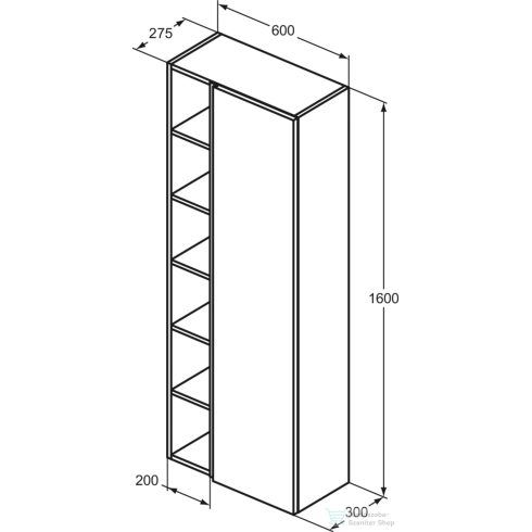 Ideal Standard FINESSE 60x30x160 cm-es 1 ajtós oldalsó szekrény,White oak E3442US