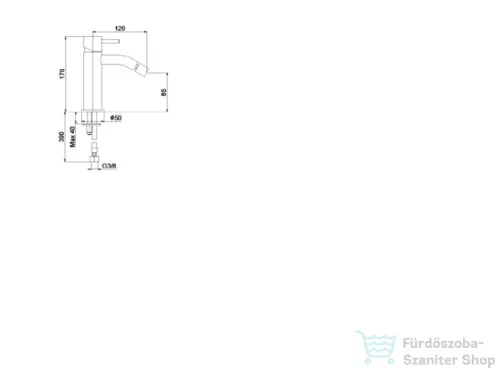Webert ELIO STEEL bidet csaptelep rozsdamentes acél, leeresztő nélkül EA840101.440