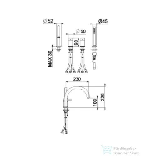 Webert ELIO STEEL peremre szerelhető kádcsaptelep, rozsdamentes acél EA850701.440