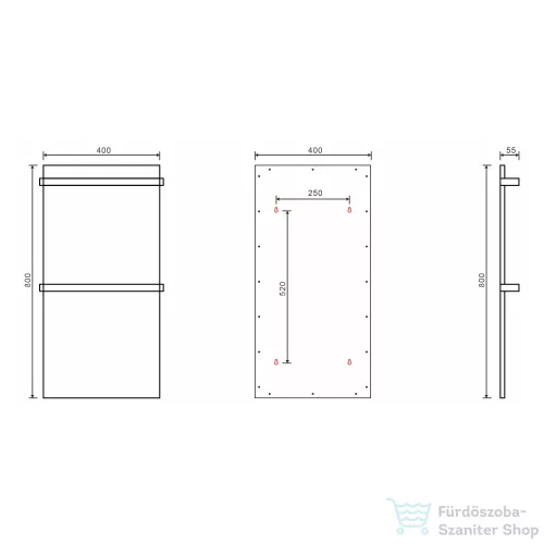 Sapho ELMIS elektromos radiátor, 400x800mm, 120W, antracit (EB430)