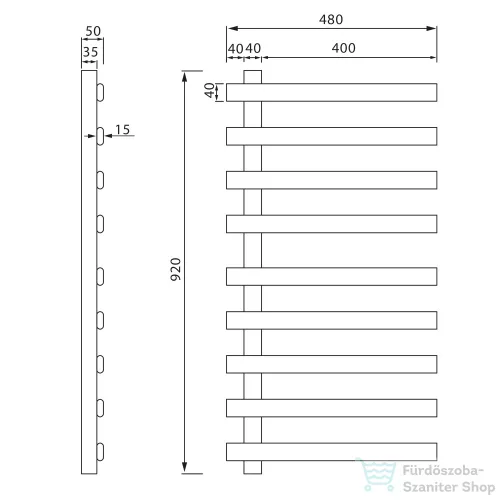 Sapho ELCOR elektromos törölközőszárító radiátor, 480x920x50mm, 128W, matt fehér (EB450)