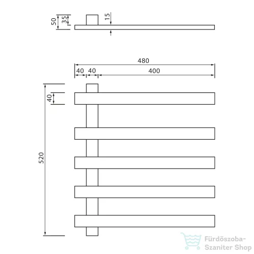 Sapho ELCOR elektromos törölközőszárító radiátor, 480x520x50mm, 85W, matt fehér (EB520)