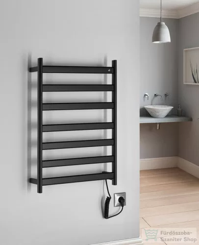 Sapho ELIAS elektromos törölközőszárító radiátor, 490x730x110mm, 105W, matt fekete (EB550)
