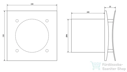 Sapho EIRA axiális ventilátor, 15w, 100 mm, fehér (EI101)