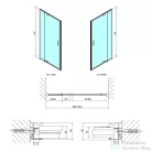 Sapho POLYSAN EASY LINE BLACK nyílóajtó fix résszel, 880-1020mm, matt fekete profil/BRICK üveg (EL1738B)