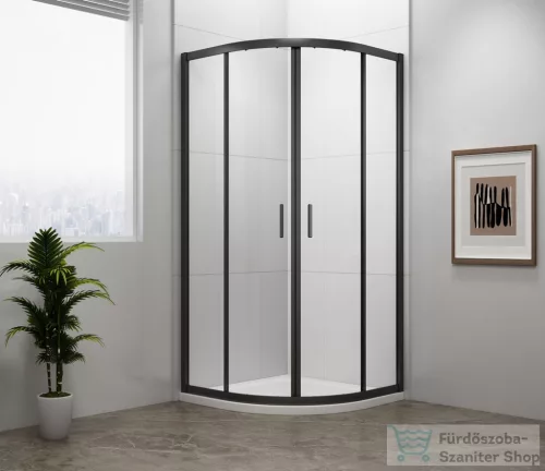 Sapho POLYSAN EASY LINE BLACK íves zuhanykabin, 800x800mm, matt fekete profil/transzparent üveg (EL2515B)