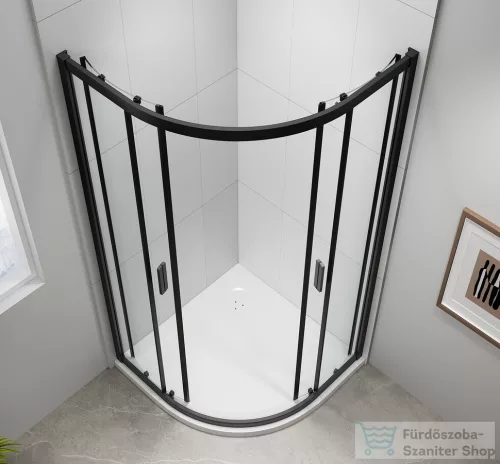 Sapho POLYSAN EASY LINE BLACK íves zuhanykabin, 800x800mm, matt fekete profil/transzparent üveg (EL2515B)