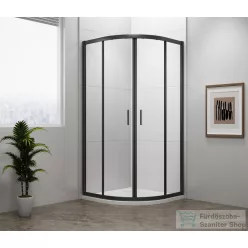   Sapho POLYSAN EASY LINE BLACK íves zuhanykabin, 900x900mm, matt fekete profil/transzparent üveg (EL2615B)