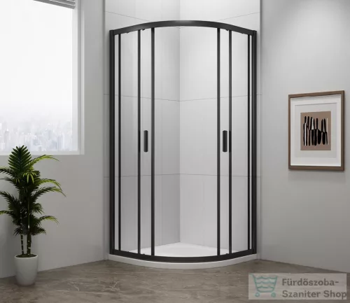 Sapho POLYSAN EASY LINE BLACK íves zuhanykabin, 900x900mm, matt fekete profil/transzparent üveg (EL2615B)