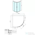 Sapho POLYSAN EASY LINE íves zuhanykabin 900x900mm, transzparent üveg EL2615