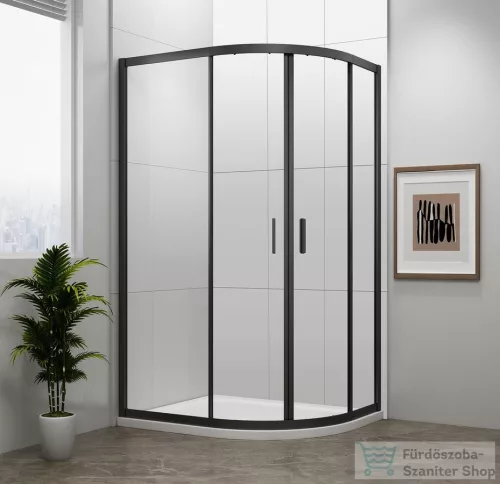 Sapho POLYSAN EASY LINE BLACK íves zuhanykabin, 1000x800mm, matt fekete profil/transzparent üveg (EL2915B)