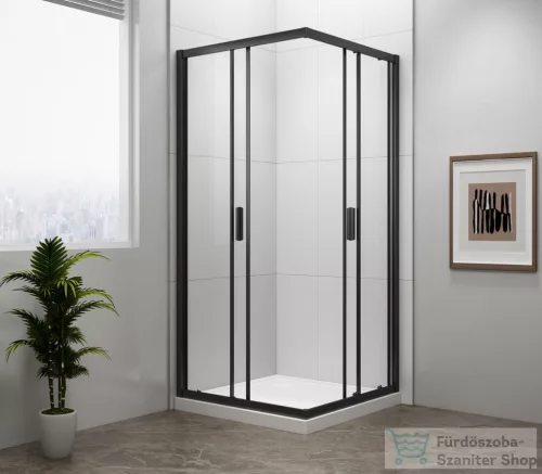 Sapho POLYSAN EASY LINE BLACK szögletes zuhanykabin, 900x900mm, matt fekete profil/transzparent üveg (EL5115B)