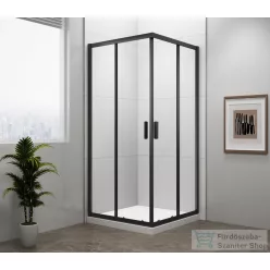   Sapho POLYSAN EASY LINE BLACK szögletes zuhanykabin, 800x800mm, matt fekete profil/transzparent üveg (EL5215B)