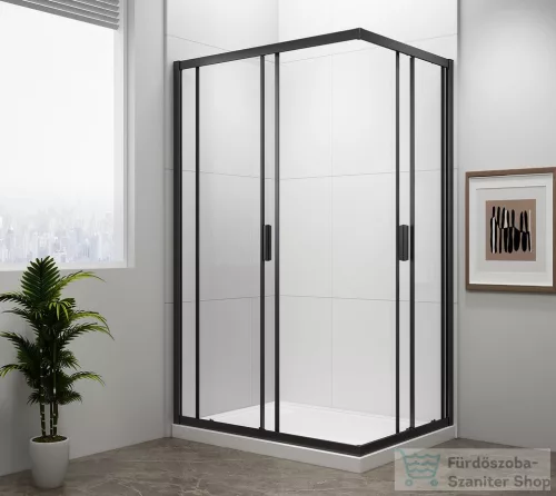 Sapho POLYSAN EASY LINE BLACK szögletes zuhanykabin, 900x800mm, matt fekete profil/transzparent üveg (EL5315B)