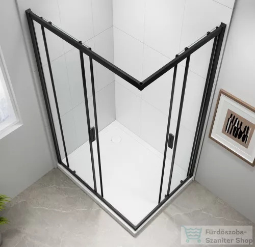 Sapho POLYSAN EASY LINE BLACK szögletes zuhanykabin, 900x800mm, matt fekete profil/transzparent üveg (EL5315B)