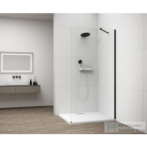 Sapho ESCA BLACK MATT Walk-in zuhanyfal, falra szerelhető, transzparent üveg, 1100mm (ES1011-02)