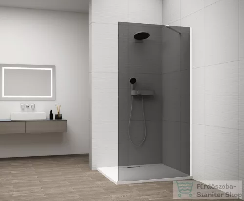 Sapho ESCA WHITE MATT Walk-in zuhanyfal, falra szerelhető, füst üveg, 1300mm (ES1213-03)