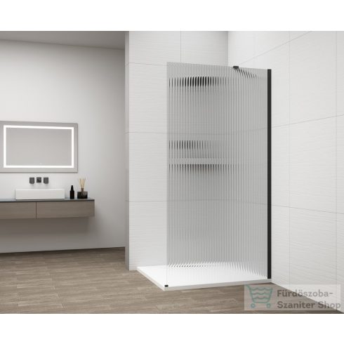 Sapho ESCA BLACK MATT Walk-in zuhanyfal, falra szerelhető, flutes üveg, 1100mm (ES1311-02)