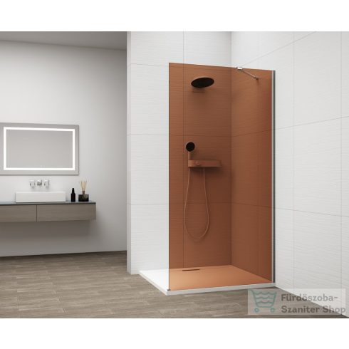 Sapho ESCA CHROME Walk-in zuhanyfal, falra szerelhető, barna üveg, 1400mm (ES1514-01)