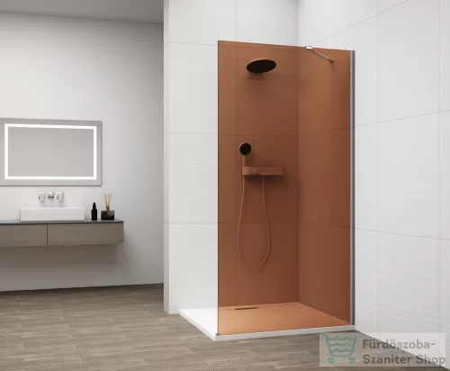 Sapho ESCA CHROME Walk-in zuhanyfal, falra szerelhető, barna üveg, 900mm (ES1590-01)