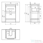 AQUALINE ETIDE mosdótartó szekrény, alsó polccal, 51,5x85x44 cm, matt fehér (ET515)