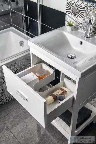 AQUALINE ETIDE mosdótartó szekrény, alsó polccal, 51,5x85x44 cm, matt fehér (ET515)