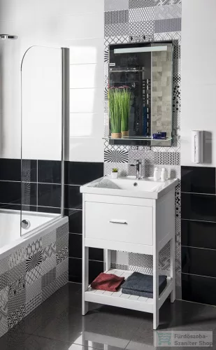 AQUALINE ETIDE mosdótartó szekrény, alsó polccal, 51,5x85x44 cm, matt fehér (ET515)