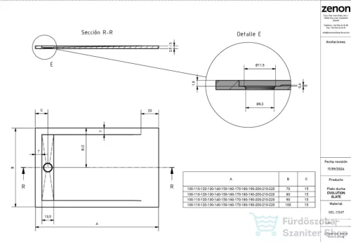 Zenon EVOLUTION SLATE 100x100 cm-es zuhanytálca palakő hatású felülettel, Cemento EVSL100100CE