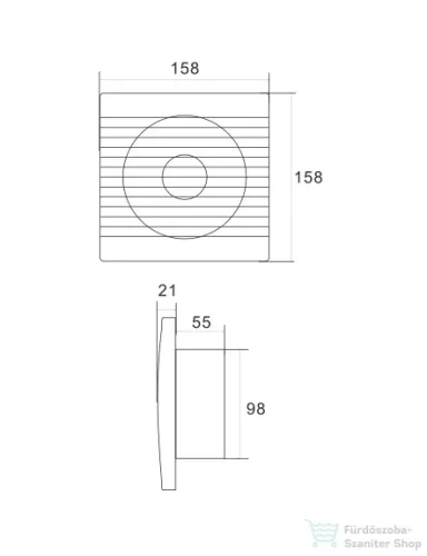AQUALINE fali ventilátor, visszacsapószeleppel, átm:100mm, 230V, 15W, 50Hz, ABS/fehér (FBS300)
