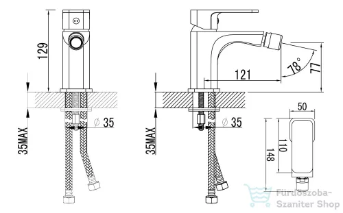 Aqualine FACTOR bidé csaptelep, leeresztő nélkül, króm FC203