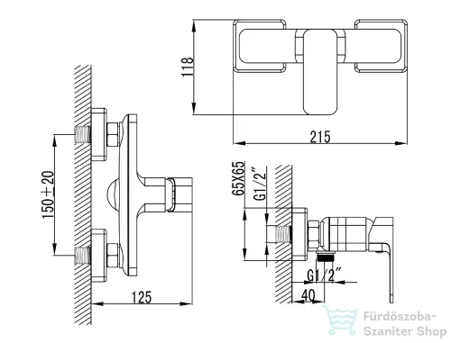 AQUALINE FACTOR zuhanycsaptelep zuhanyszett nélkül, króm FC411