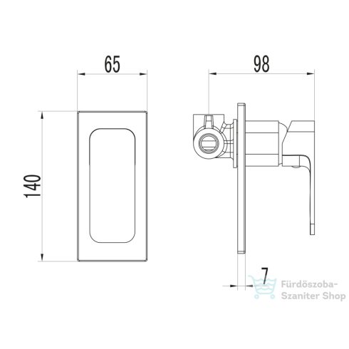 AQUALINE FACTOR falbasüllyesztett zuhanycsaptelep, 1-irányú, króm FC541