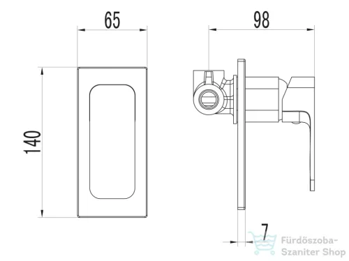 AQUALINE FACTOR falbasüllyesztett zuhanycsaptelep, 1-irányú, króm FC541