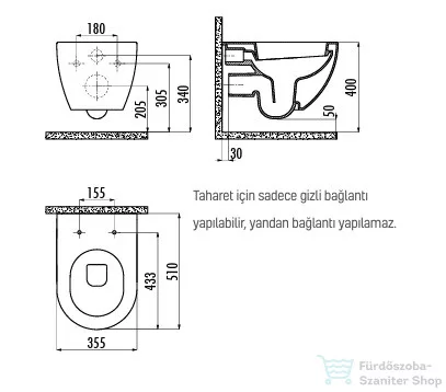 Creavit FREE perem nélküli Függesztett WC  beépített bidézuhannyal EG321-00CB00E-0000