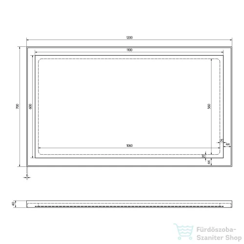 Sapho FLUT LED keretes tükör, 120x70cm, fehér (FT120)