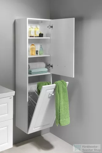 AQUALINE FAVOLO állószekrény szennyestartóval, 40x150x31cm, matt fehér (FV160)