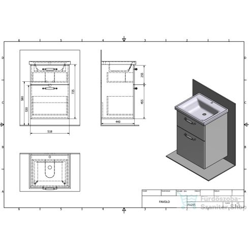 AQUALINE FAVOLO mosdótartó szekrény, 52x72,5x44cm, matt fehér (FV255)