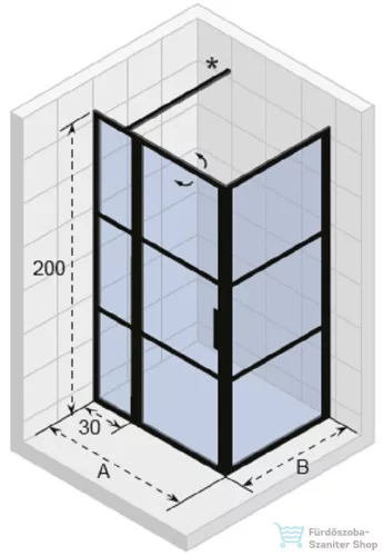 Riho Grid GB203 120x80 szögletes zuhanykabin