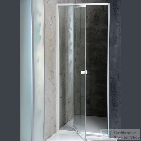 AQUALINE AMICO nyíló zuhanyajtó, 100-122x185cm, fehér profil, 6mm transparent üveg G100
