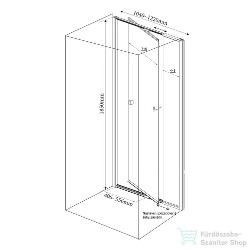 AQUALINE AMICO nyíló zuhanyajtó, 100-122x185cm, fehér profil, 6mm transparent üveg G100
