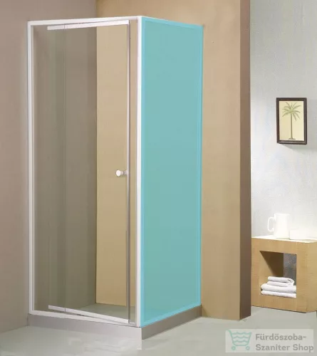 AQUALINE AMICO nyíló zuhanyajtó, 100-122x185cm, fehér profil, 6mm transparent üveg G100