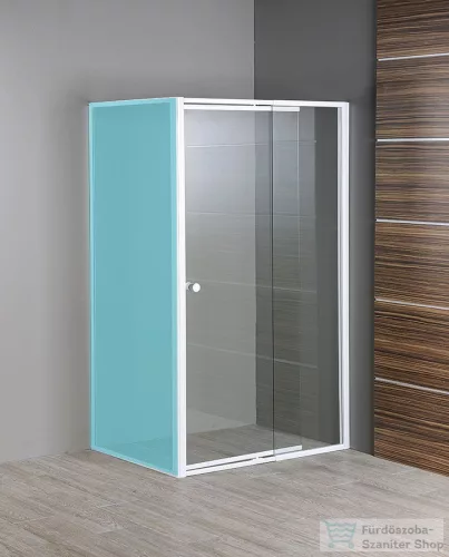 AQUALINE AMICO nyíló zuhanyajtó, 100-122x185cm, fehér profil, 6mm transparent üveg G100