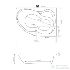 AQUALINE CIDLINA kád, láb nélkül, jobbos, 160x105x47cm, akril G3614