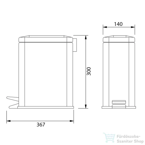 AQUALINE SIMPLE LINE szögletes szemetes, 5l, matt fehér (GAQ005W)