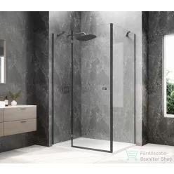   Sapho GLOBE GUN METAL nyílóajtó oldalfallal,1000x900mm, balos, transzparent üveg (GB1010-3315LGM)